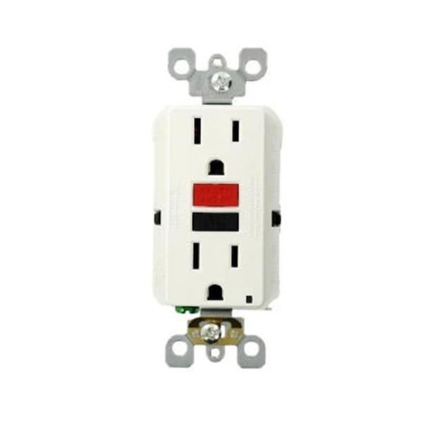 Leviton Leviton Mfg R72-GFNT1-0RW 15 AMP 125 Volt Duplex Self-Test Slim GFCI Outlet; White 7059116 - main